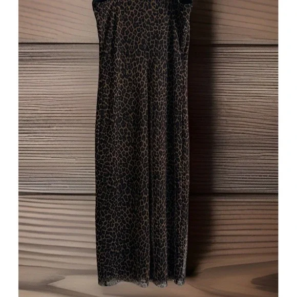 Vintage Y2K‎ Cheetah Print Maxi Midi Slip Dress Medium Brown Black Whimsygoth - Picture 5 of 13